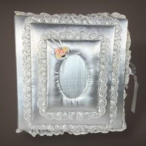Lace Wedding Photo Album 1980s Silver Satin Anniversary Prom Reunion Memory Book